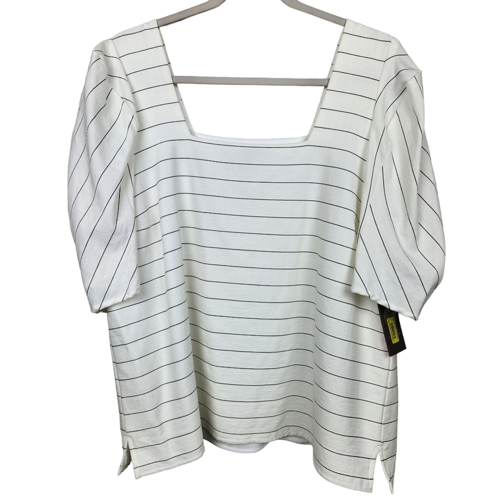 Vince Camuto Mystic Blooms New Ivory Striped Blouse NWT Women's Size Large
